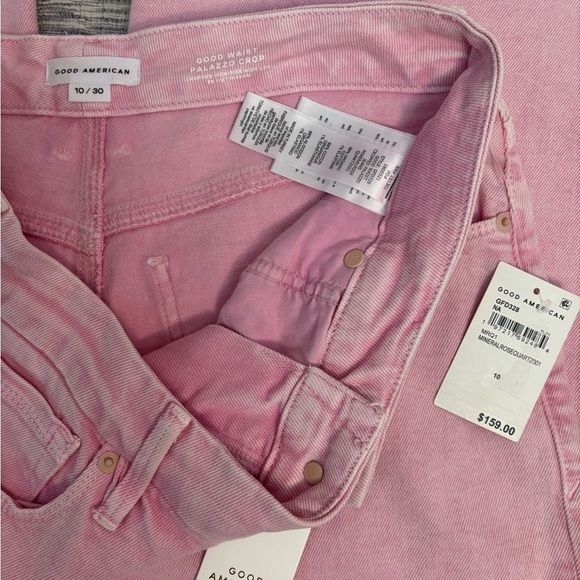 Good American Good Waist Cropped Palazzo Jeans In Rose Quartz Sz 10/30 NWT - - Picture 12 of 12